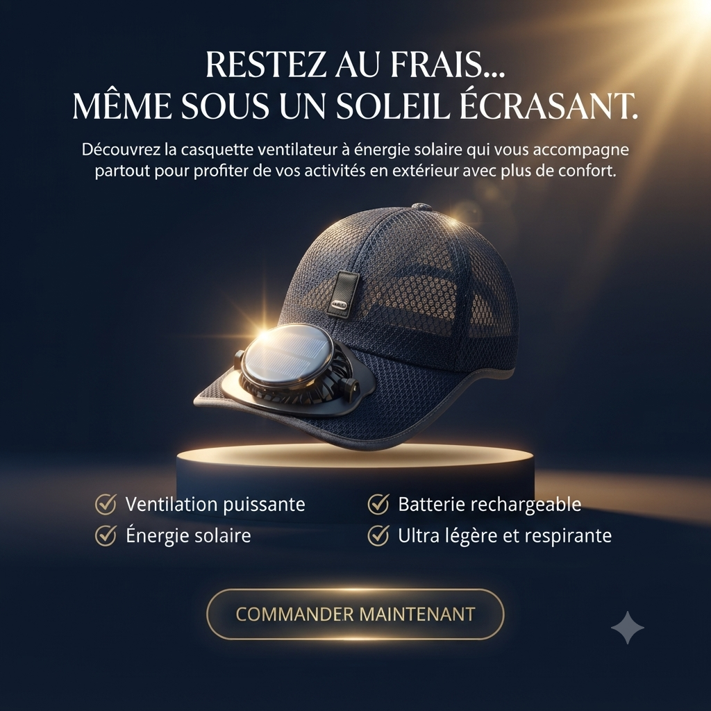 🧢 Casquette Ventilateur à Énergie Solaire