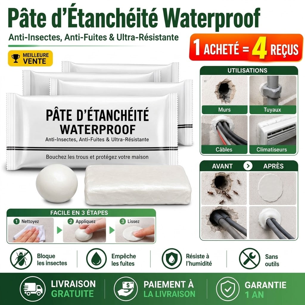 Pâte d’Étanchéité Waterproof – Anti-Insectes, Anti-Fuites & Ultra-Résistante