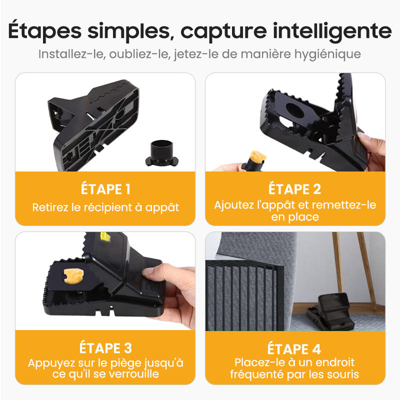 Piège à Rats Réutilisable - Déclencheur Haute Sensibilité, Sécuritaire pour Enfants/Animaux, Conception Écologique 🏡🔧